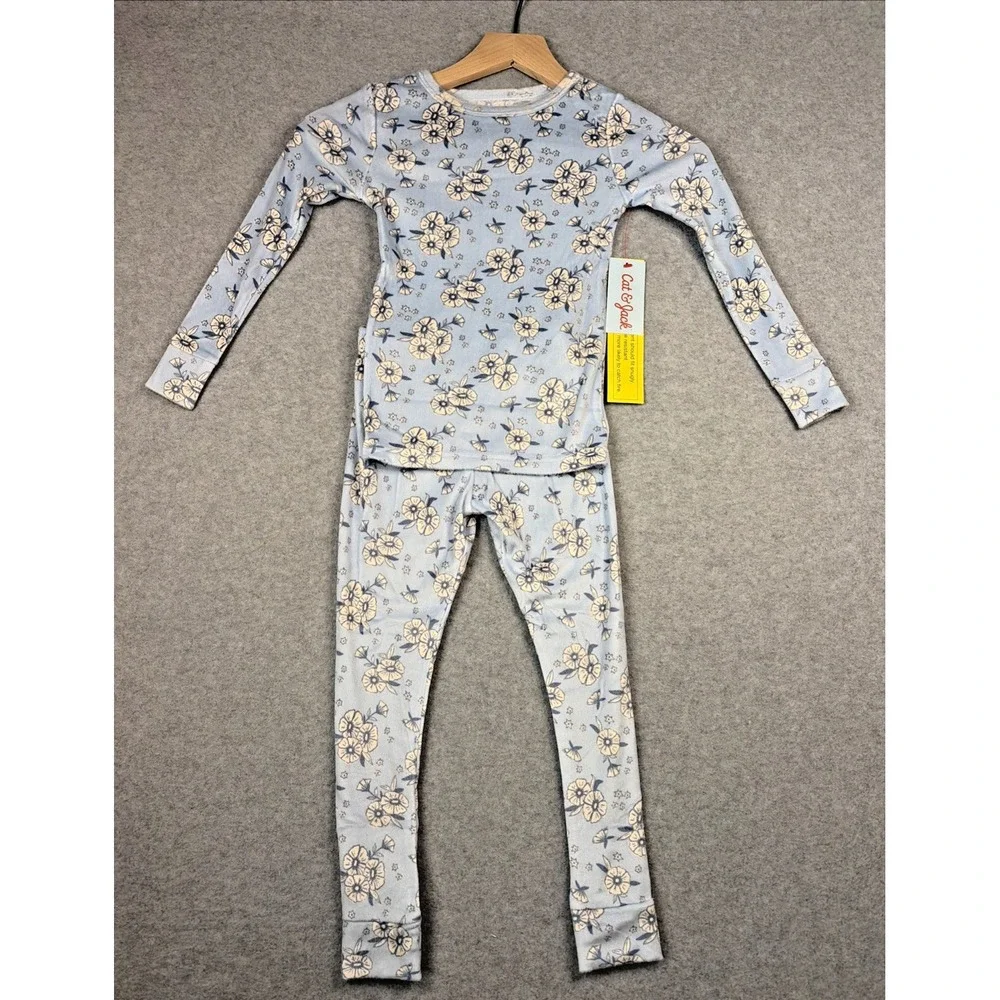 Cat & Jack Velvety Soft Pajama Set in Blue Floral Print - Girls 5T